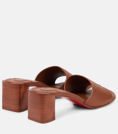 Shop Christian Louboutin So Cl 55 Embossed Leather Mules In Brown