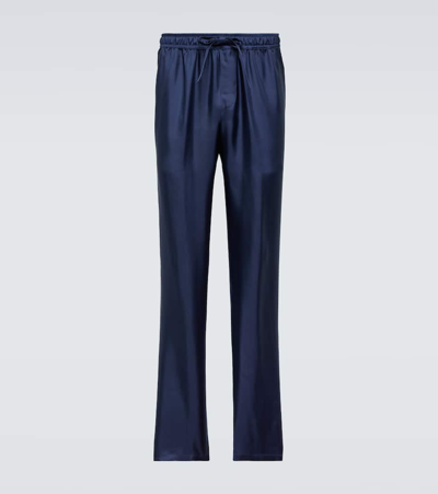 Shop Dolce & Gabbana Silk Pajama Pants In Blue