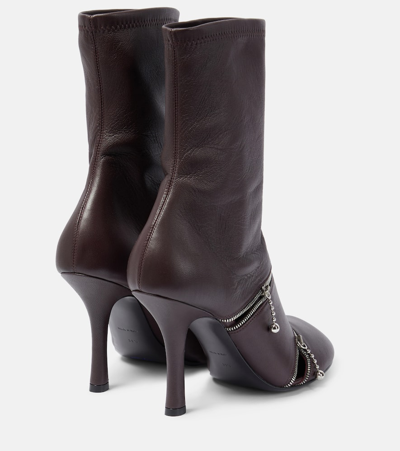 Burberry Leather Peep Boots In Red