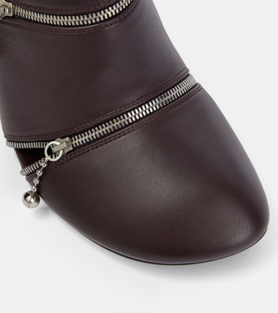 Burberry Leather Peep Boots In Red