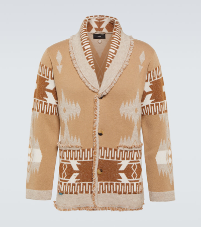 Shop Alanui Icon Cashmere And Cotton Cardigan In Sandstorm Canvas