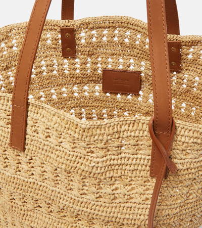 Saint Laurent Panier Medium Raffia Basket Bag In Naturel + Brick