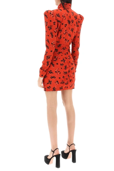 Shop Alessandra Rich High Neck Floral Mini Dress In Red
