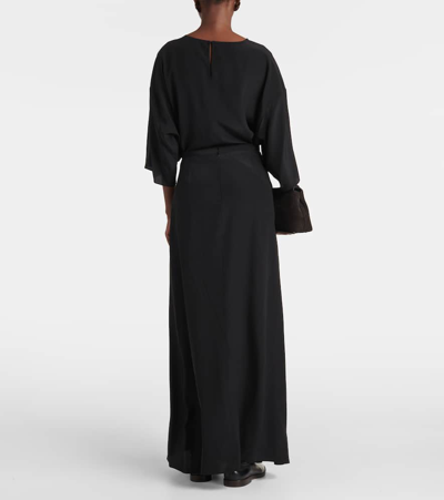 Shop Fforme Lotta Silk Maxi Skirt In Black