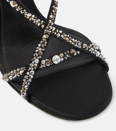 Shop Alexander Mcqueen Twisted Armadillo Embellished Satin Sandals In Black
