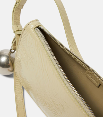 Burberry Patent Leather Shield Sling Shoulder Bag With Silver-tone Ch In Hunter