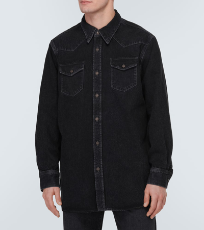 Shop Acne Studios Denim Overshirt In Black