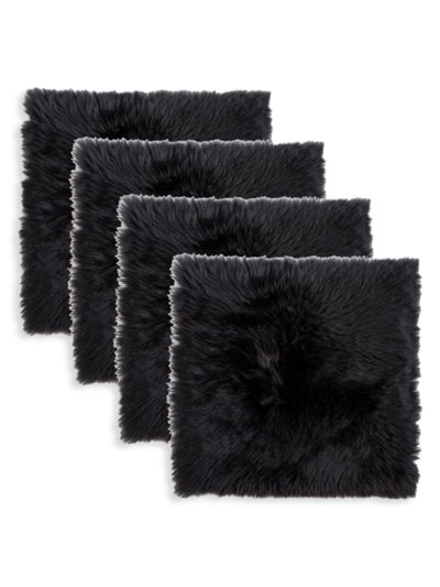 Shop Natural 4-pack Shearling Chair Seat Cushions In Black