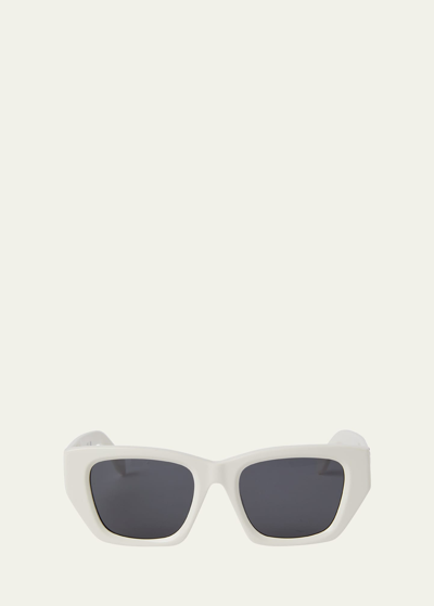 Shop Palm Angels Hinkley White Acetate Cat-eye Sunglasses