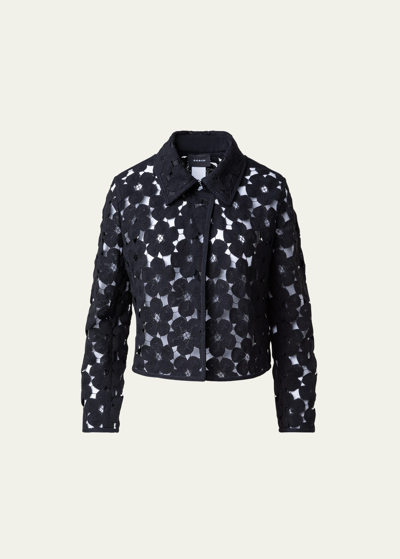 Shop Akris Ladina Anemones Embroidered Short Jacket In Black