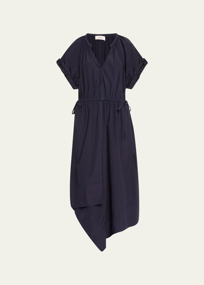 Shop A.l.c Odin Short-sleeve Drawstring Midi Dress In Maritime N