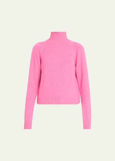 Shop The Elder Statesman High-neck Cashmere Sweater In Neonpink