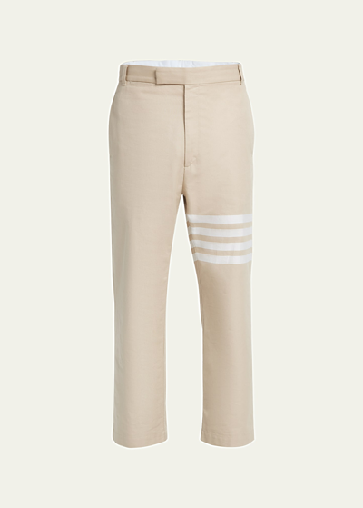 Shop Thom Browne Men's 4-bar Straight-leg Chino Pants In Light Beige