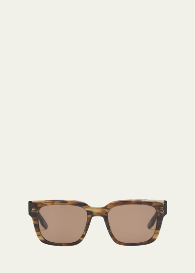 Shop Barton Perreira Men's Zander Plastic Rectangle Sunglasses In Sulcata Tortoise/