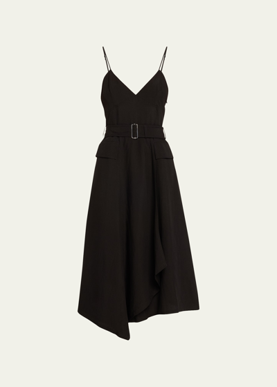Shop A.l.c Jacquelyn Belted A-line Midi Dress In Black