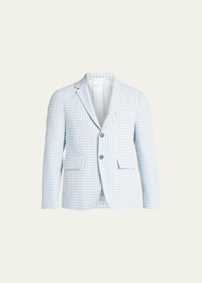 Shop Thom Browne Men's Small Check Crepe Sport Coat In Open Blue