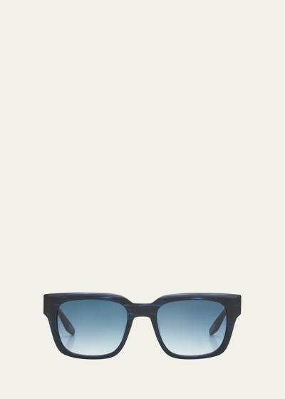 Shop Barton Perreira Men's Zander Plastic Rectangle Sunglasses In Matte Midnight/ae
