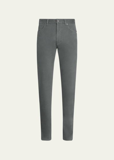 Shop Zegna Men's City Fit Stretch Gabardine 5-pocket Pants In Light Grey