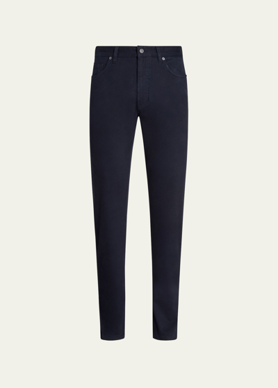 Zegna Jean Roccia En Coton Extensible Noir Délavé In Navy Blue