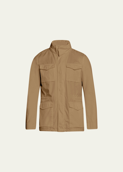 Shop Herno Men's Cotton Concealed-zip Safari Jacket In 2105