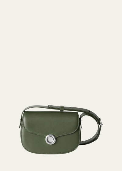 Shop Loro Piana Ghiera Mini Leather Crossbody Bag In Dark Lichen Green
