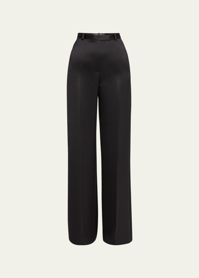Shop Loro Piana Emmit Straight Leg Silk Pants In 8000 Black