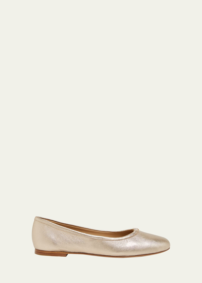 Shop Chloé Marcie Metallic Ballerina Flats In Frosted Almond