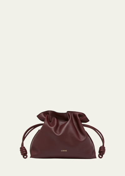 Shop Loewe Flamenco Leather Clutch Bag In 7240 Dark Burgund