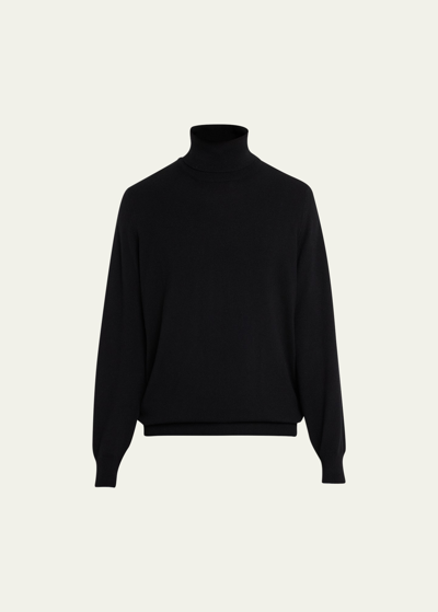 Shop Brunello Cucinelli Men's Cashmere Turtleneck Sweater In Black