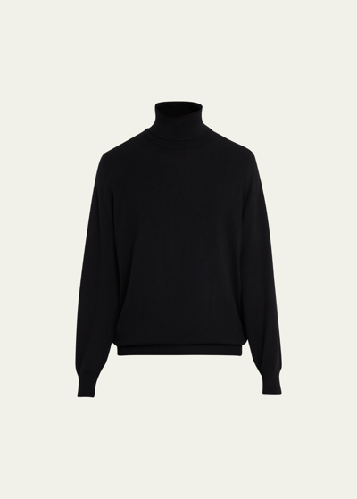 Brunello Cucinelli Lightweight Turtleneck Sweater In Cashmere And Silk In Black