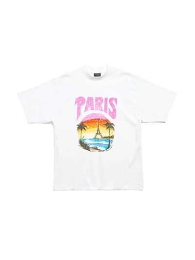 Shop Balenciaga Paris Tropical Medium Fit T-shirt Clothing In White
