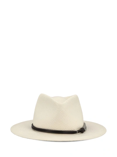 Shop Brunello Cucinelli Hats In White+062+ruthenium