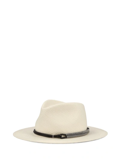 Shop Brunello Cucinelli Hats In White+062+ruthenium