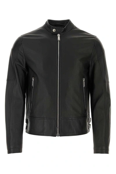 Shop Dsquared2 Dsquared Leather Jackets In Black