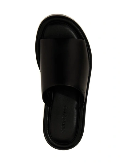 Ferragamo Crossover-strap Leather Slides In Black