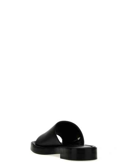 Ferragamo Crossover-strap Leather Slides In Black