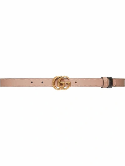 Shop Gucci Gg Marmont Reversible Belt In Powder