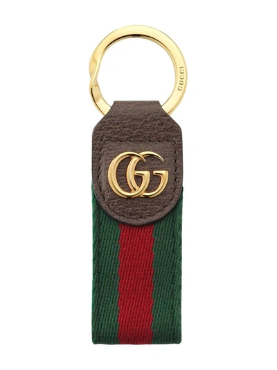 Shop Gucci Ophidia Keyholder In Brown