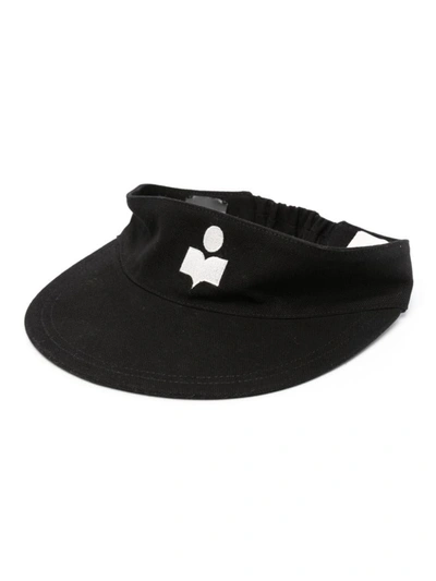 Shop Isabel Marant Tyry Logo Cotton Visor Hat In Black
