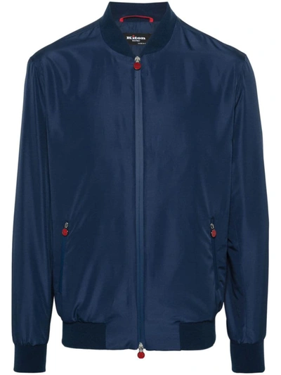 Shop Kiton Zip-up Bomber Jacket In Blue