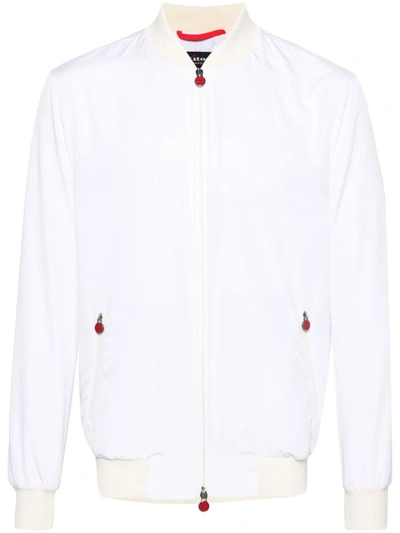Shop Kiton Zip-up Bomber Jacket In White