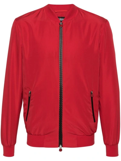 Kiton Zipper Baseball Collar Bomber Jacket In Red