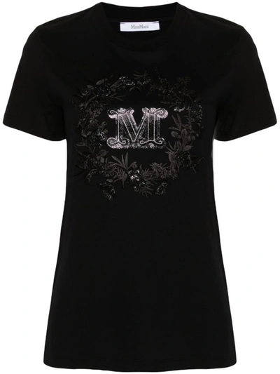 Shop Max Mara Cotton T-shirt In Black