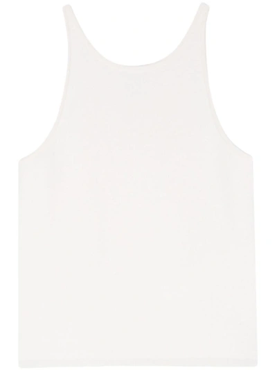 Max Mara Cotton Crew Neck Top With Ribbed Texture In White