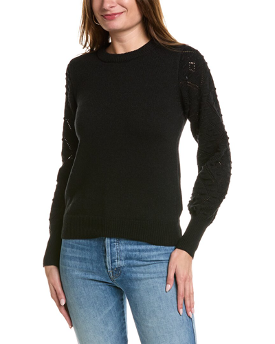 Shop Nanette Lepore Nanette  Pointelle Sleeve Sweater In Black