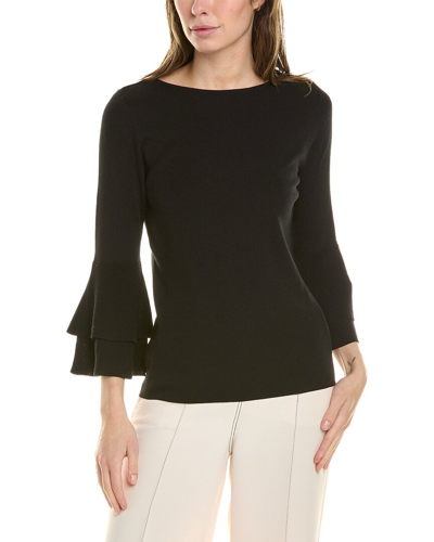 Shop Anne Klein Flare Sleeve Sweater In Black