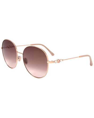 Shop Jimmy Choo Women's Birdie 60mm Sunglasses In Gold