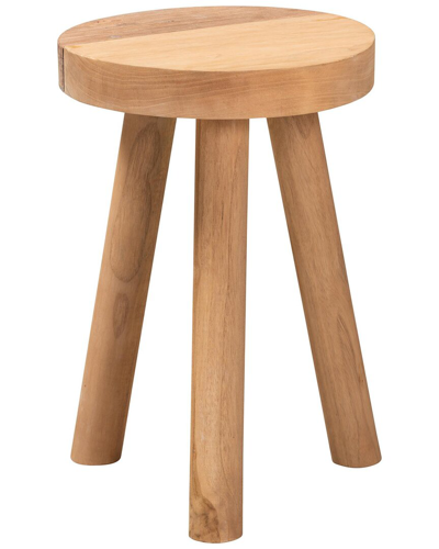Baxton Studio Terah Mid-century Modern Teak Ottoman Footstool