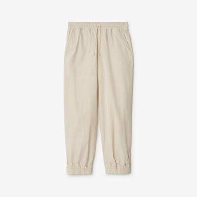 Shop Burberry Cotton Blend Tailored Trousers In Soap
