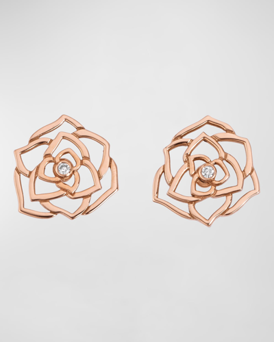 Shop Piaget Rose 18k Rose Gold Lace Diamond Earrings In 15 Rose Gold